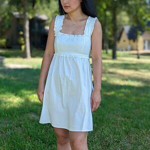 Reformation Liah Poplin Ruffle Dress White Sz XSmall preppy cottagecore summer
